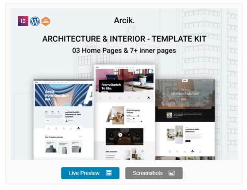 Arcik - Architecture & Interior Elementor Template Kit