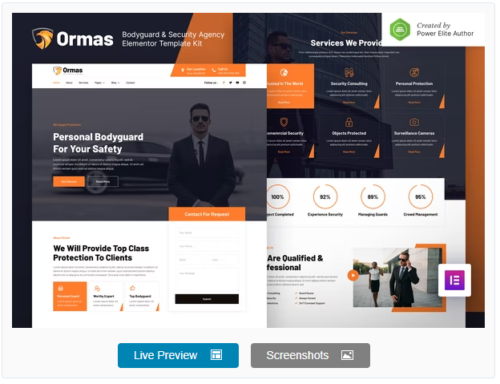 Ormas – Bodyguard & Security Agency Elementor Template Kit