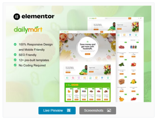 DailyMart - Grocery Store Elementor Template Kit