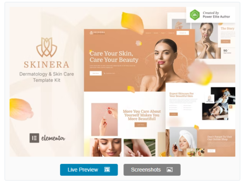 Skinera – Dermatology & Skincare Elementor Template Kit