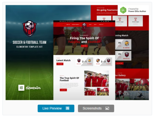 Socca – Football Team & Sports Club Elementor Template Kit