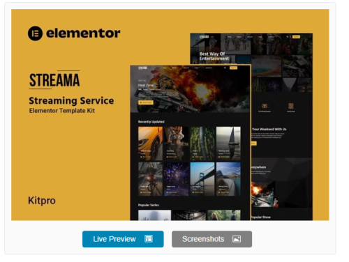 Streama - Streaming Service Elementor Template Kit