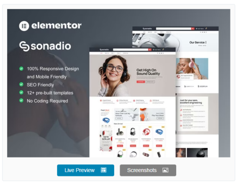Sonadio - Woocommerce Audio Store Elementor Pro Template Kit