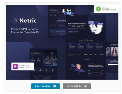 Netric – Proxy & VPN Services Elementor Template Kit