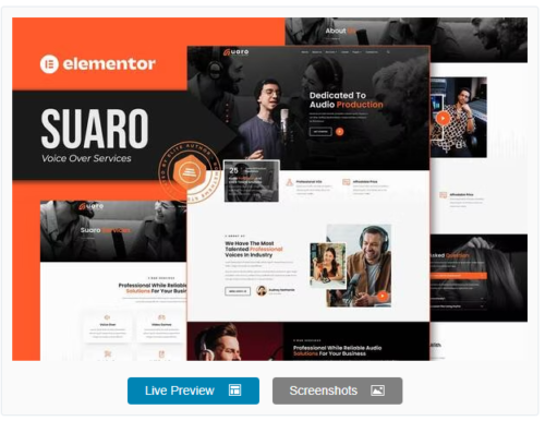 Suaro - Voice Over Services Elementor Template Kit