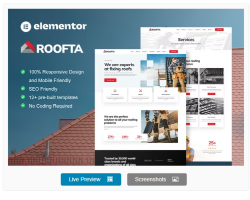 Roofta - Roofing Services Elementor Template Kit