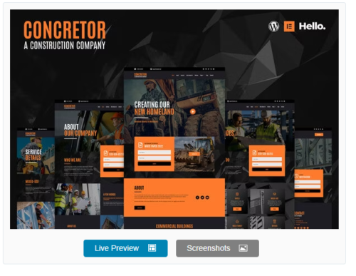 Concretor - Real Estate Construction Elementor Template Kit