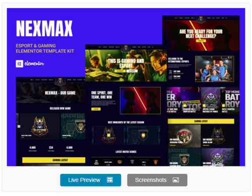 Nexmax - Esports & Gaming Elementor Template Kit
