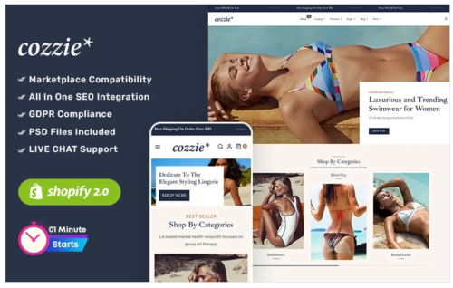 Сozzie - Sexy Lingerie, Swimwear and Undergarments Shopify OS2.0 Responsive Theme