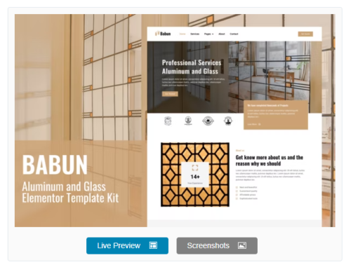 Babun - Aluminum and Glass Installation and Repair Services Elementor Template Kit