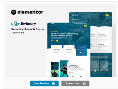 Swimery - Swimming School & Course Elementor Template Kit
