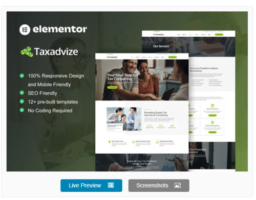 TaxAdvize - Tax Advisor & Financial Consulting Elementor Template Kit