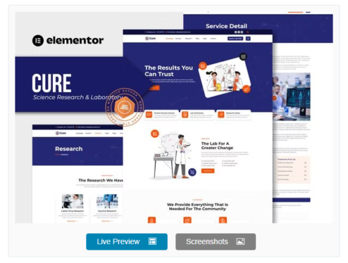 Cure - Science Research & Laboratory Elementor Template Kit
