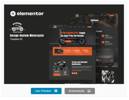 Ryders - Garage Custom Motorcycle Elementor Template Kit