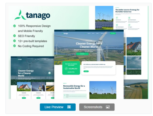 Tanago - Green Renewable Energy Elementor Template Kit