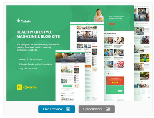Cutato - Healthy Lifestyle Magazine & Blog Elementor Template Kit