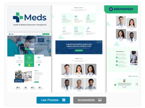 Meds - Health & Medical Elementor Template Kit