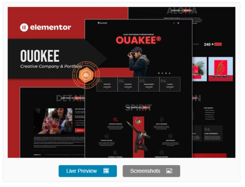 Ouakee - Creative Company & Professional Portfolio Elementor Template Kit