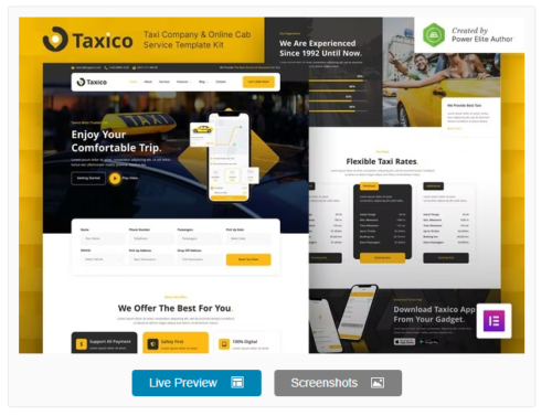 Taxico – Taxi Company & Online Cab Service Elementor Template Kit