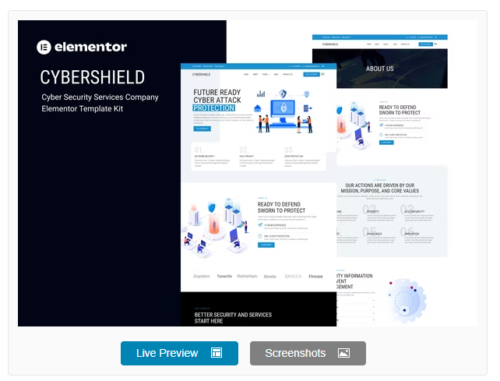 Cybershield - Cyber Security Services Company Elementor Template Kit