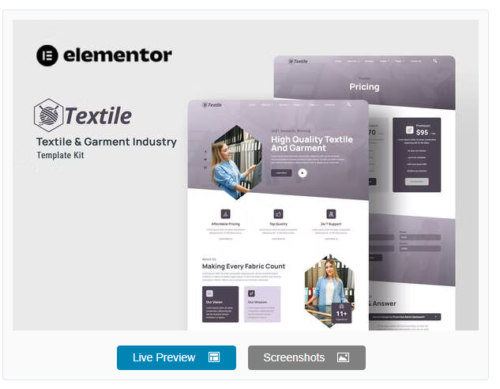 Textiles - Garment Industry Elementor Template Kit