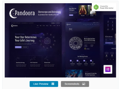 Pandoora – Horoscope & Astrology Elementor Template Kit