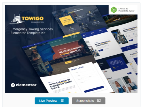 Towigo – Emergency Towing Services Elementor Template Kit
