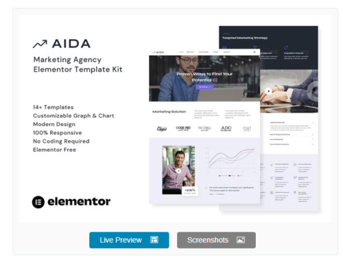 AIDA - Marketing Agency Elementor Template Kit