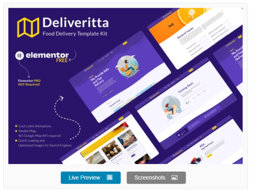 Deliveritta - Food Delivery Elementor Template Kit