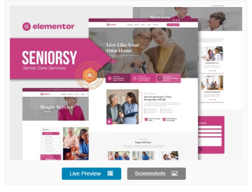 Seniorsy - Senior Care Services Elementor Template Kit