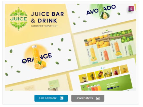Juice Bar & Drink Elementor Template Kit
