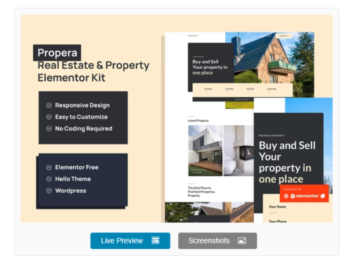 Propera - Real Estate Elementor Template Kit