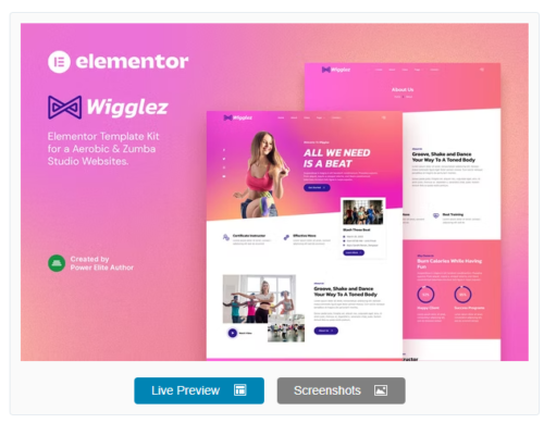 Wigglez – Aerobic & Zumba Studio Elementor Template Kit