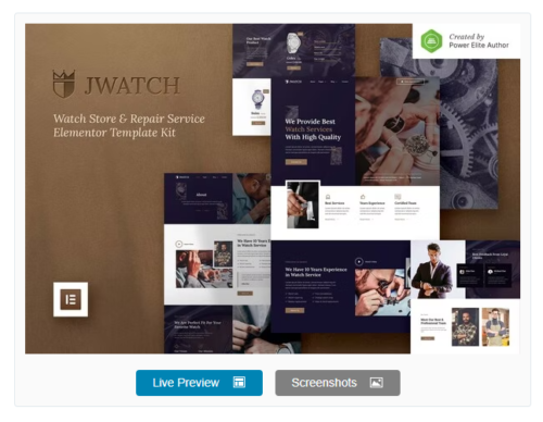 JWatch – Watch Store & Repair Service Elementor Template Kit