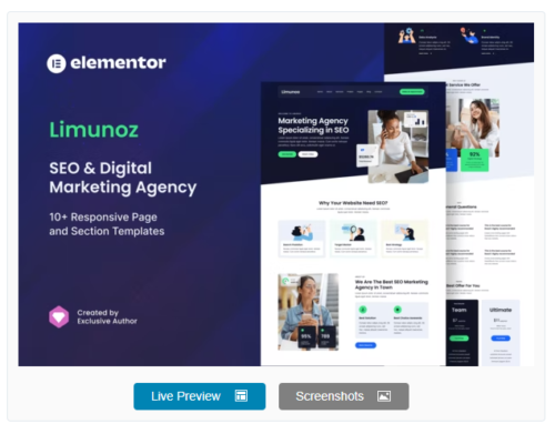 Limunoz - Digital Marketing & SEO Agency Elementor Template Kit