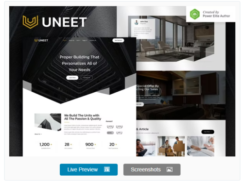 Uneet – Apartment & Single Property Real Estate Elementor Template Kit