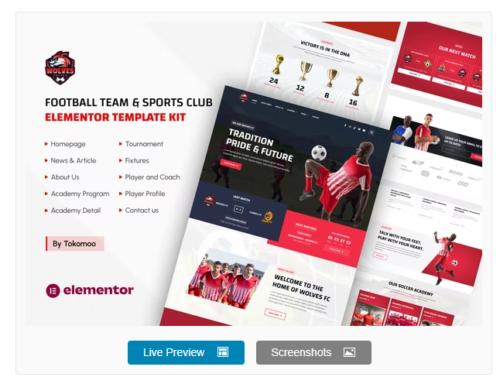 Wolves - Football Team & Sports Club Elementor Template Kit