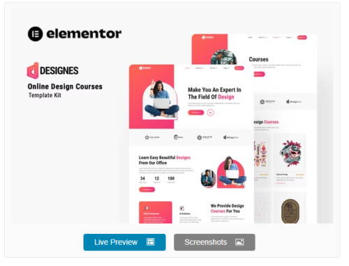 Designes – Online Design Course Elementor Template Kit