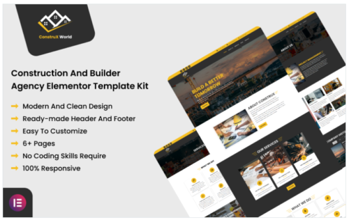 ConstruX World - Construction and Builder Agency Elementor Template Kit