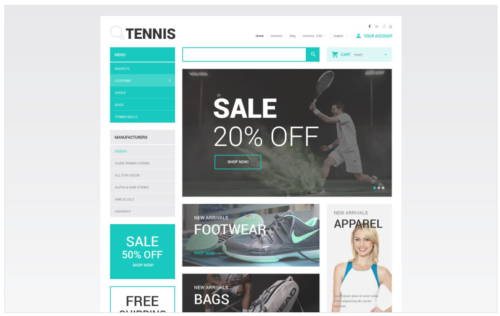 Tennis Accessories Store PrestaShop Theme