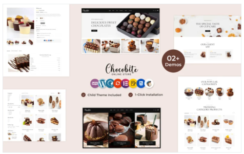 Chocobites - Chocolate, Sweets, Bakery, and Cake Elementor Woocommerce Website Template