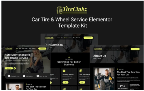 TireClubz - Car Tire and Wheel Service Elementor Template Kit