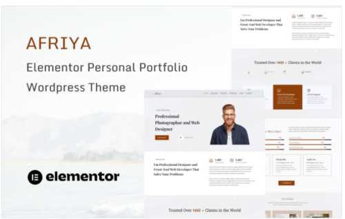 Afriya - Personal Portfolio, CV and Resume WordPress Theme