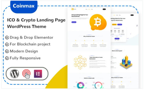 Coinmax - ICO & Crypto Landing Page Free WordPress Theme