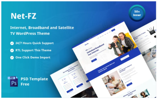 Netfz - internet provider, broadband, and satellite TV responsive WordPress Theme