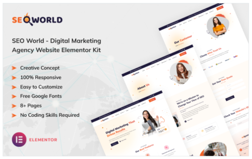SEO World - Digital Marketing Agency Website Elementor Kit