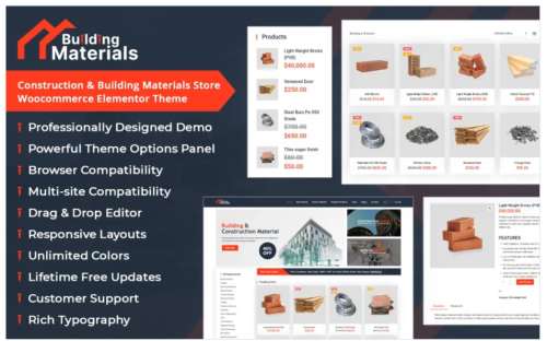 Construction & Building Materials Store Woocommerce Elementor Theme