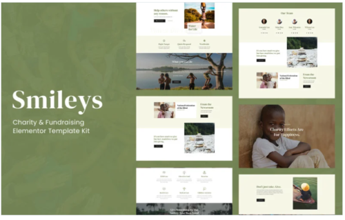 Smileys - Charity & Fundraising Elementor Template Kit