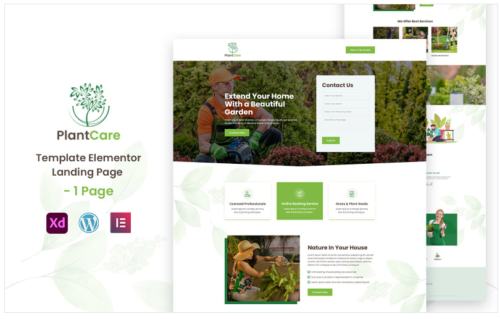 PlantCare - Landscape Gardening Services Elementor Landing Page
