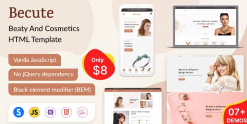 Becute - Jewelry, Cosmetics and Beauty eCommerce HTML Template